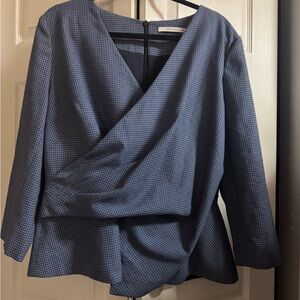 The Fold Blue Patterned Blouse size 14
